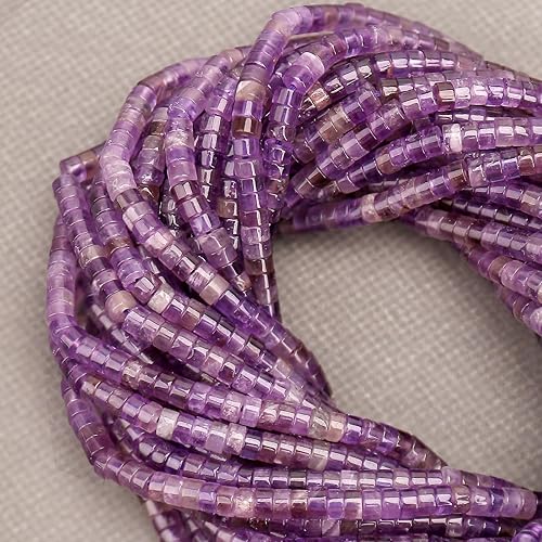 Miniatura 2 de BONNY BOXX 150 piezas Cuentas espaciadoras de amatista natural, cuentas sueltas semipreciosas planas redondas de amatista Heishi para hacer joyas