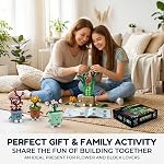 4-Pot Interchangeable Botanicals Building Kit - Creative Spinning Plant Building Toys with DIY Faces, Mini Desk Decor & Fun Gift for Teens Adults (Orchid, Bamboo, Plum, Chrysanthemum)