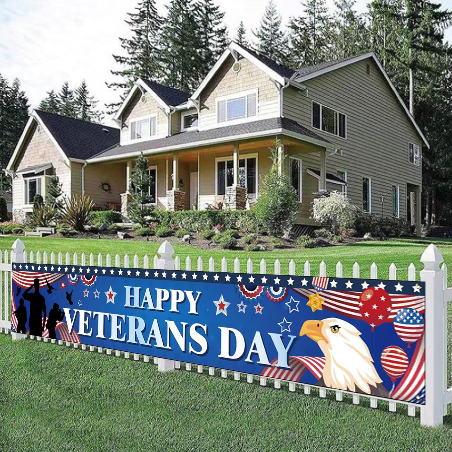Veterans Day Decorations Happy Veterans Day Banner for Veterans Party Decorations, 118x20 inch - Image 3
