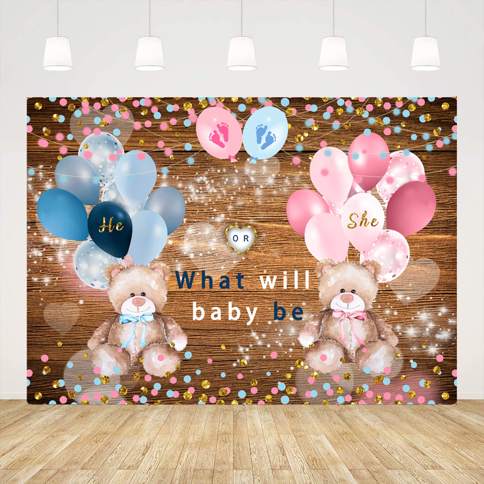 Buy Ticuenicoa 5x3ft He or She Bears Rustic Wooden Wall Gender Reveal