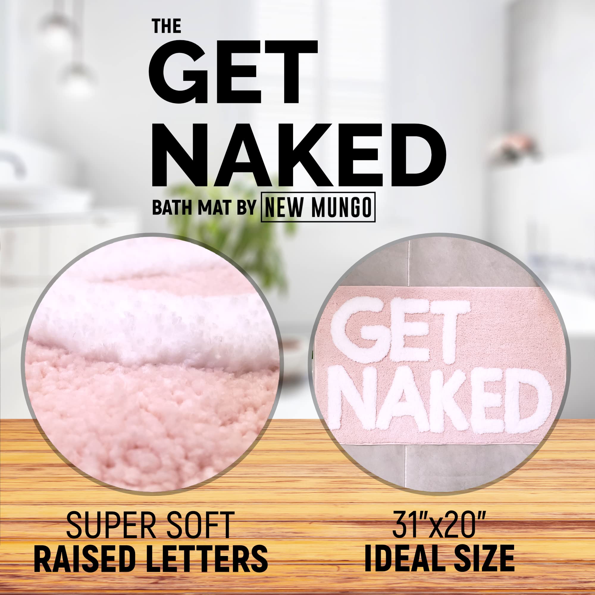 New Mungo Get Naked Bath Mat Pink - Blush Bathroom Rugs - Bath Mat - 31