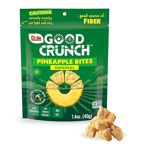 Dole Good Crunch Bocaditos de frutas secas de piña, sin gluten y vegano, bolsa de 1.4 onzas