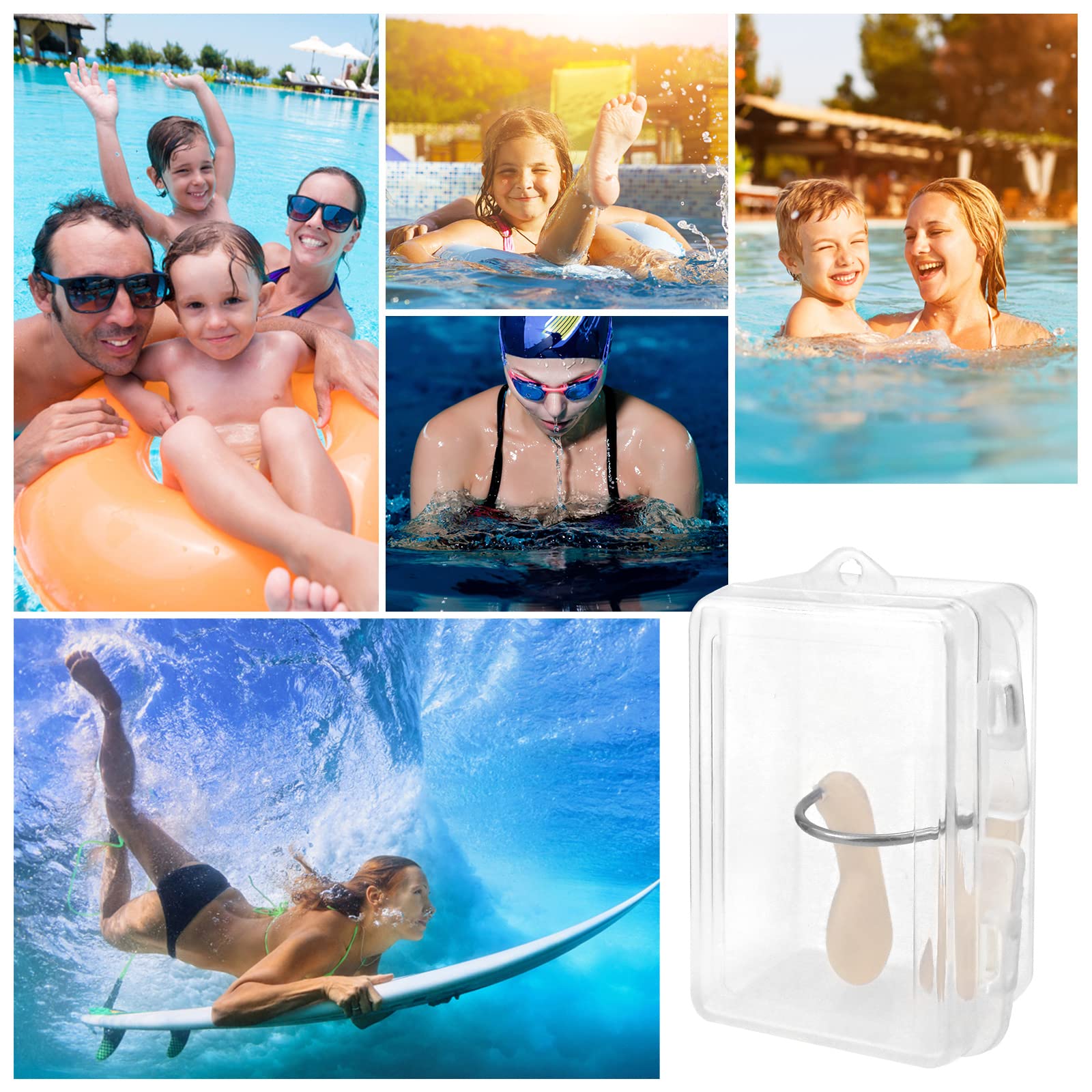 LUMOOM Set di 10 Clip per Naso per Nuoto, Clip per Naso Antiscivolo, Clip per Naso per Nuoto per Adulti E Bambini, Clip per Naso in Silicone Colorato con Scatola di Immagazzinaggio