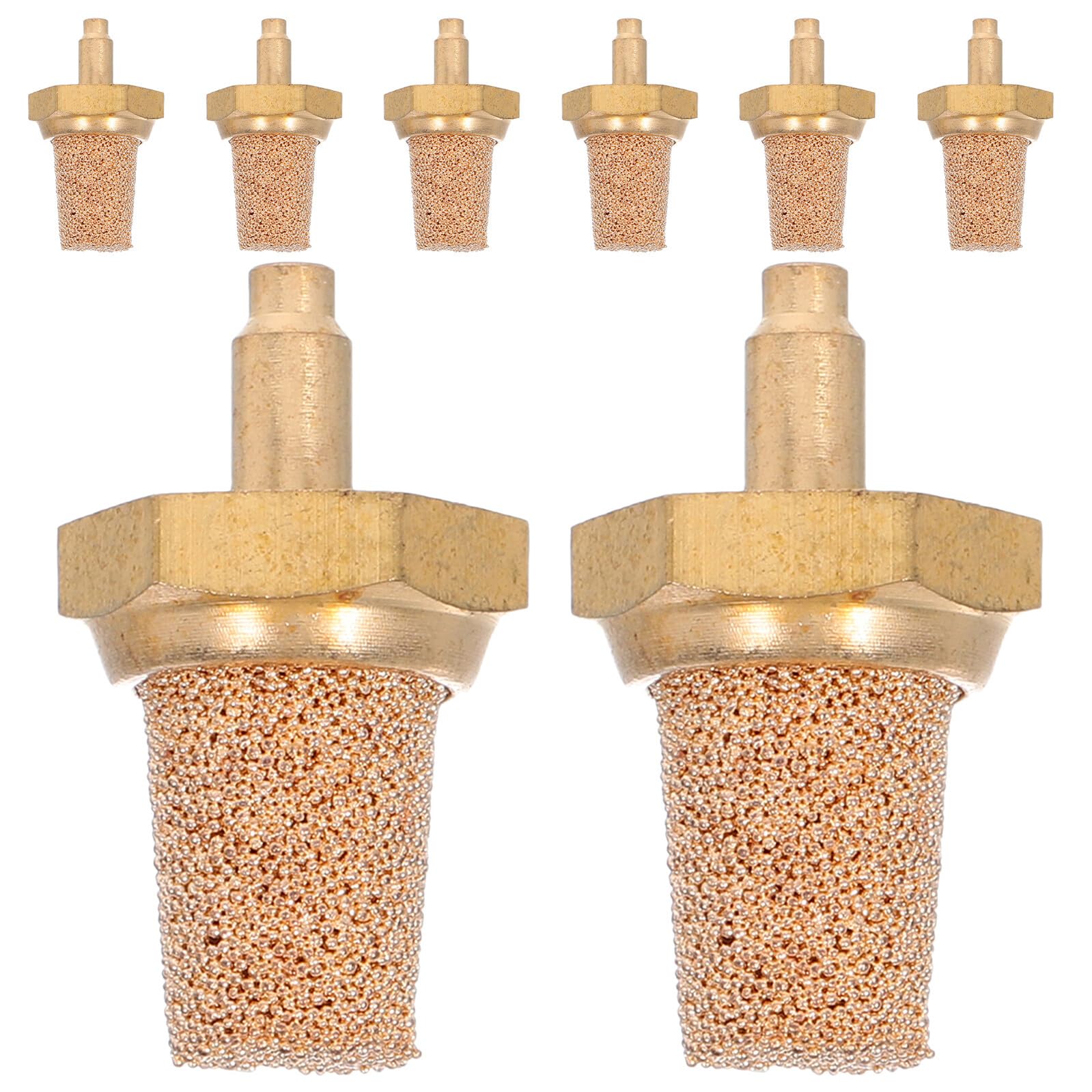 8pcs Brass Fog Machine Filter Nozzles with Copper Bubble Stone Mist Nozzle Pneumatic Exhaust Silencers for Oil Tubes Stage Smoke Machines Noise Reduction Pneumatic Muffler Fittings