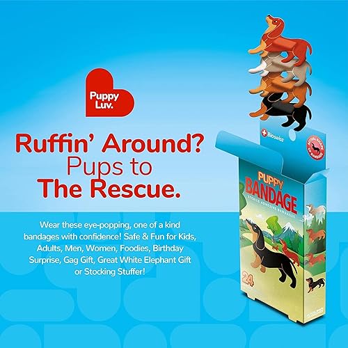 Miniatura 5 de BioSwiss - Venditas autoadhesivas con forma de perrito salchicha, estériles y sin látex para el cuidado de heridas - 24unidades