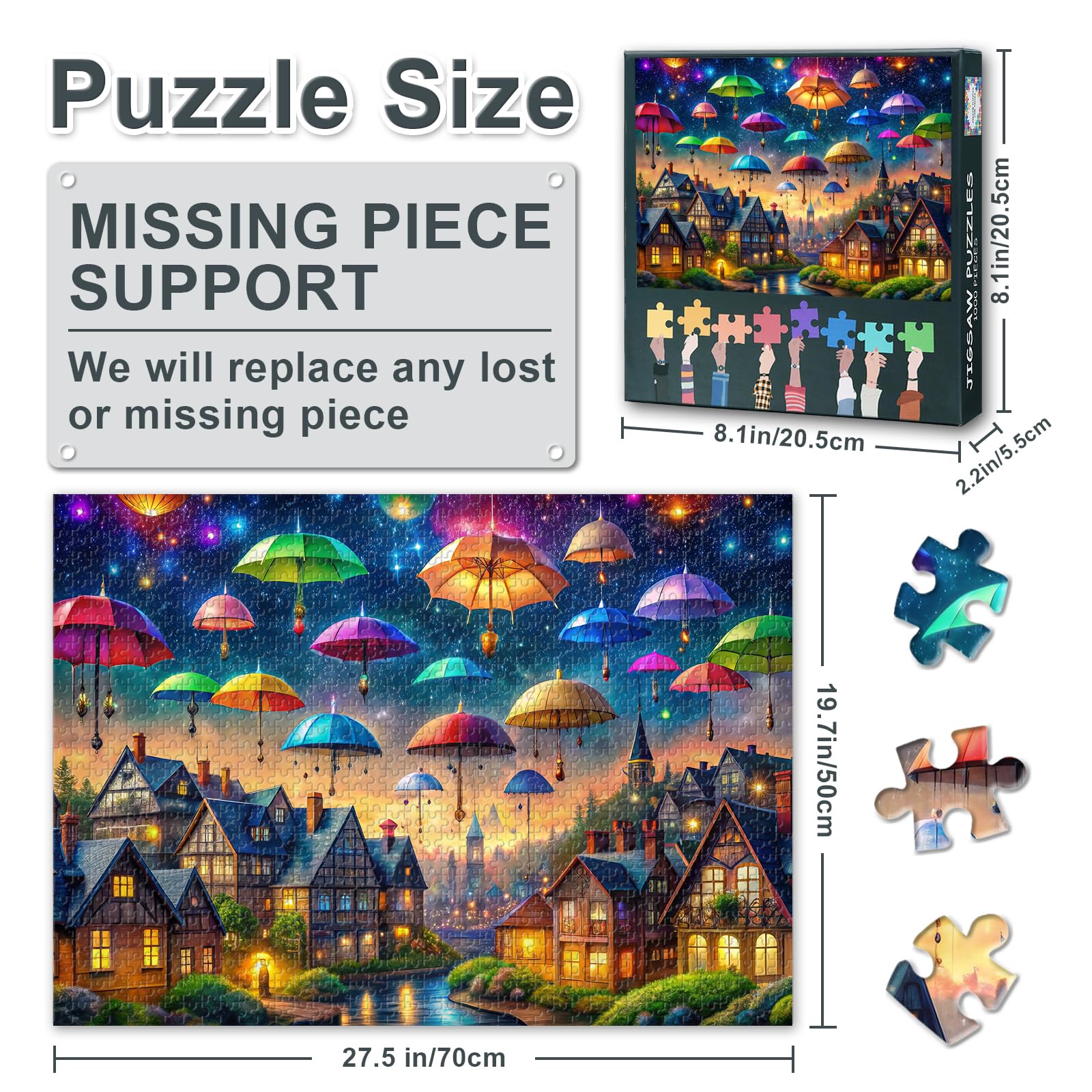 Starry Umbrella 1000 Piece Puzzles for Adults Night Scene Jigsaw Puzzles 1000 Pieces - Image 3