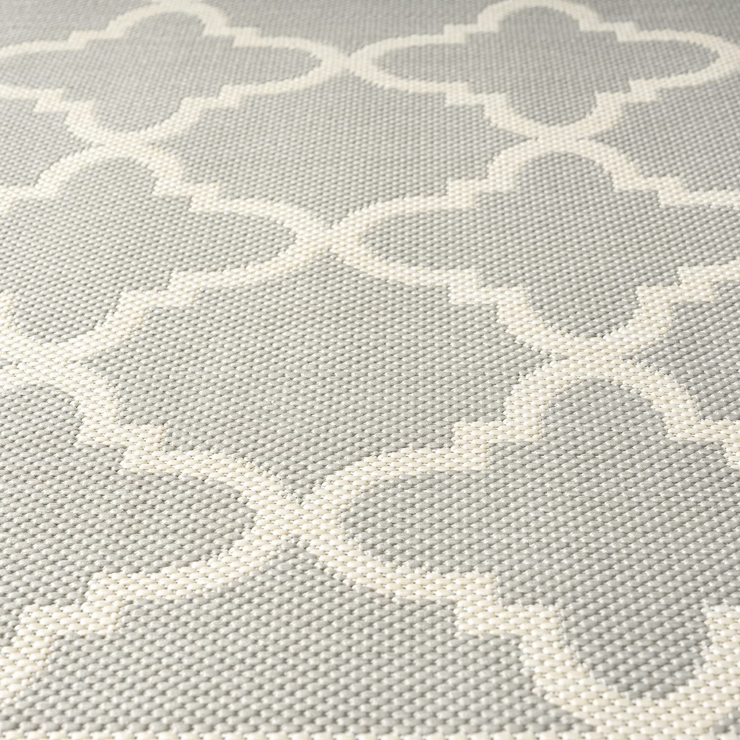 VIMODA Tappeto per interni ed esterni, tessuto piatto, per terrazzo, balcone, giardino d'inverno, robusto, design marocchino, colore beige, misure: 140 x 200 cm