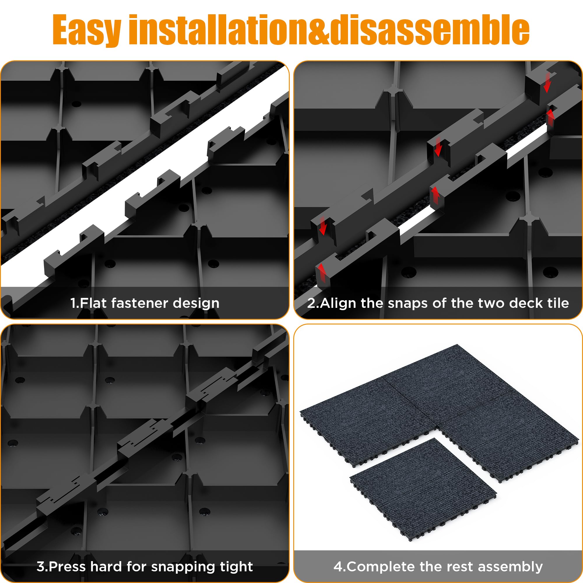 Teppichfliesen Selbstliegend, 30 * 30 cm Klebefliesen Boden, Rutschfeste Selbstklebende Quadrate Teppichbodenfliesen, Ruhiger, karierter Teppich für Büros und gewerbliche Nutzung (4 Stück)