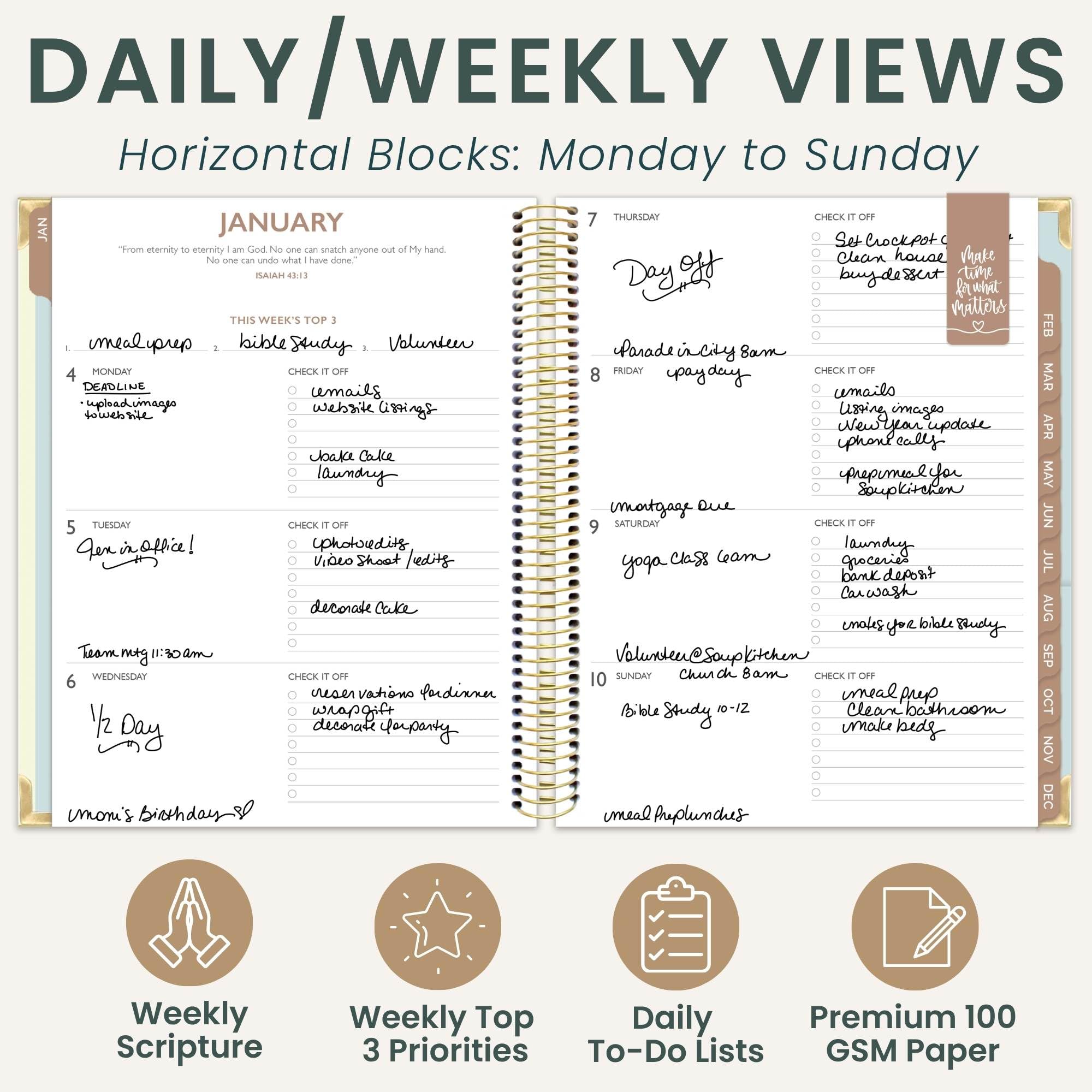 bloom daily planners Agenda 2027 Cleerely Stated (enero de 2027 a diciembre de 2027), calendario de tapa dura, organizador anual – Agenda cristiana mensual/semanal basada en la fe religiosa – 7 x 9