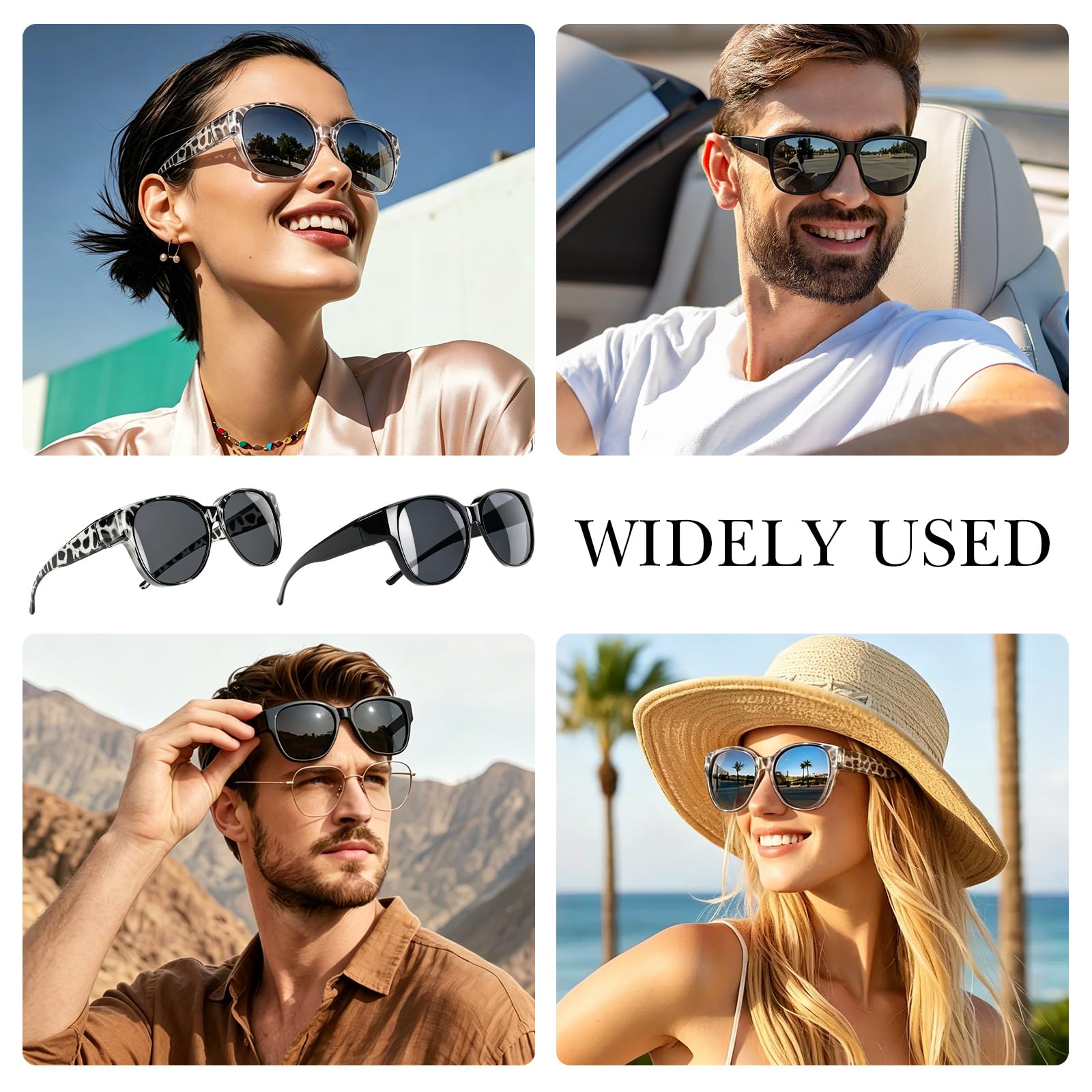 2 Stück Sonnenbrille Über Normale Brille, Polarisierte Überzieh Sonnenbrille Herren und Damen, Modische Blendfreie Sunglasses mit UV400 Schutz Ultra für Brillenträger
