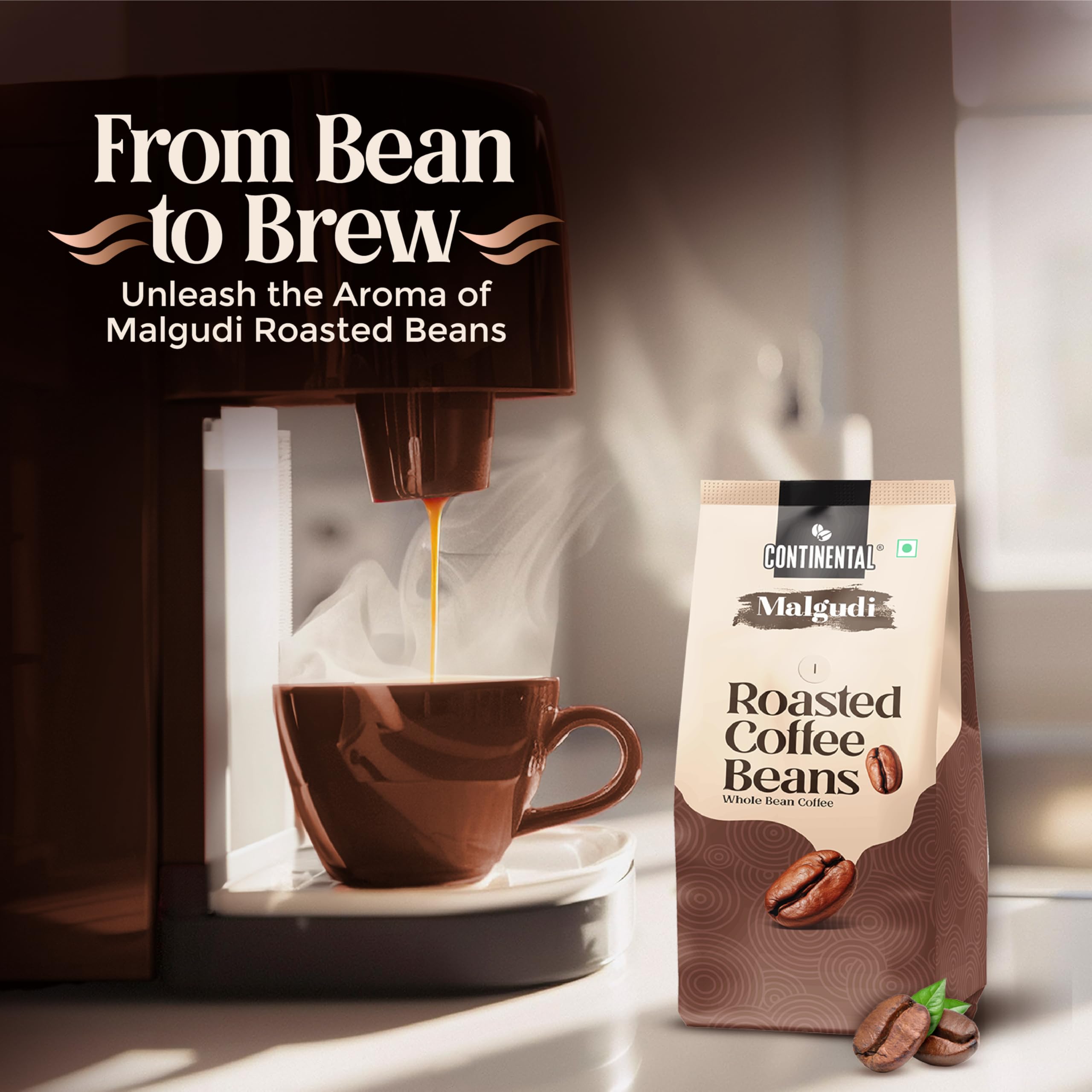 Continental Malgudi Roasted Coffee Beans Packet - 500Gm|70% Arabica & 30% Robusta|Smooth & Bold Blend|Whole Bean Coffee Perfect For Espresso, Drip, Cold Brew, Filter Coffee & French Press - Image 4 thumbnail