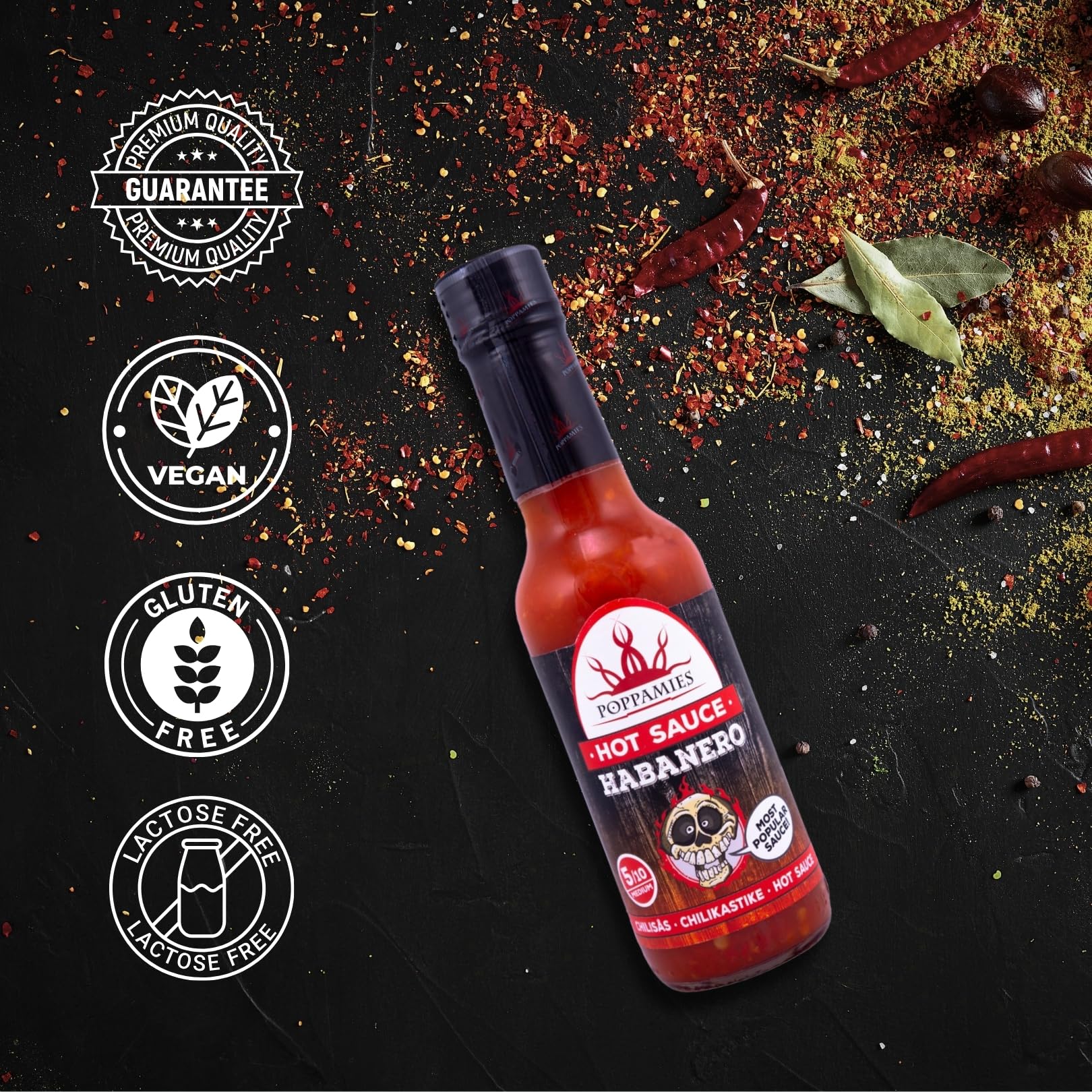 Poppamies Habanero Salsa Picante - Sin Gluten, Sin Lactosa, Vegana - Picante: 5/10-150ml — view 4