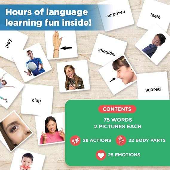 ThinkPsych Real People Picture Cards - 150 Body Parts, Emotions, and Verbs