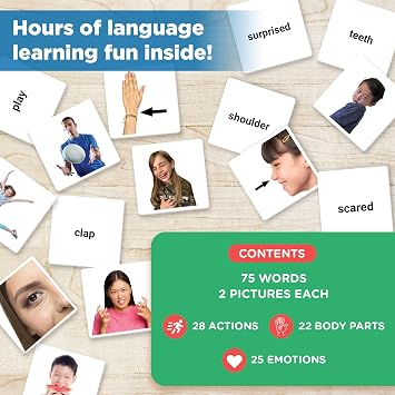 ThinkPsych Real People Picture Cards - 150 Body Parts, Emotions, and Verbs