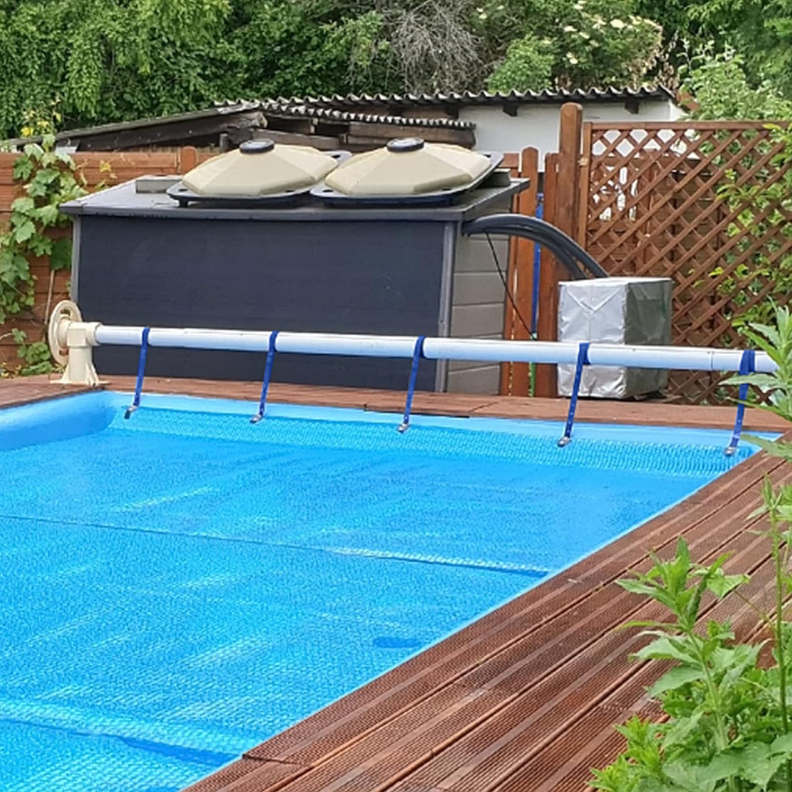Fixation pour Bâche Solaire de Piscine,10 Pièces Kit de Sangles de Couverture Solaire,Enrouleur de Couverture Solaire,Sangles de Fixation,Pinces,pour Couvertures de Bâches de Piscine