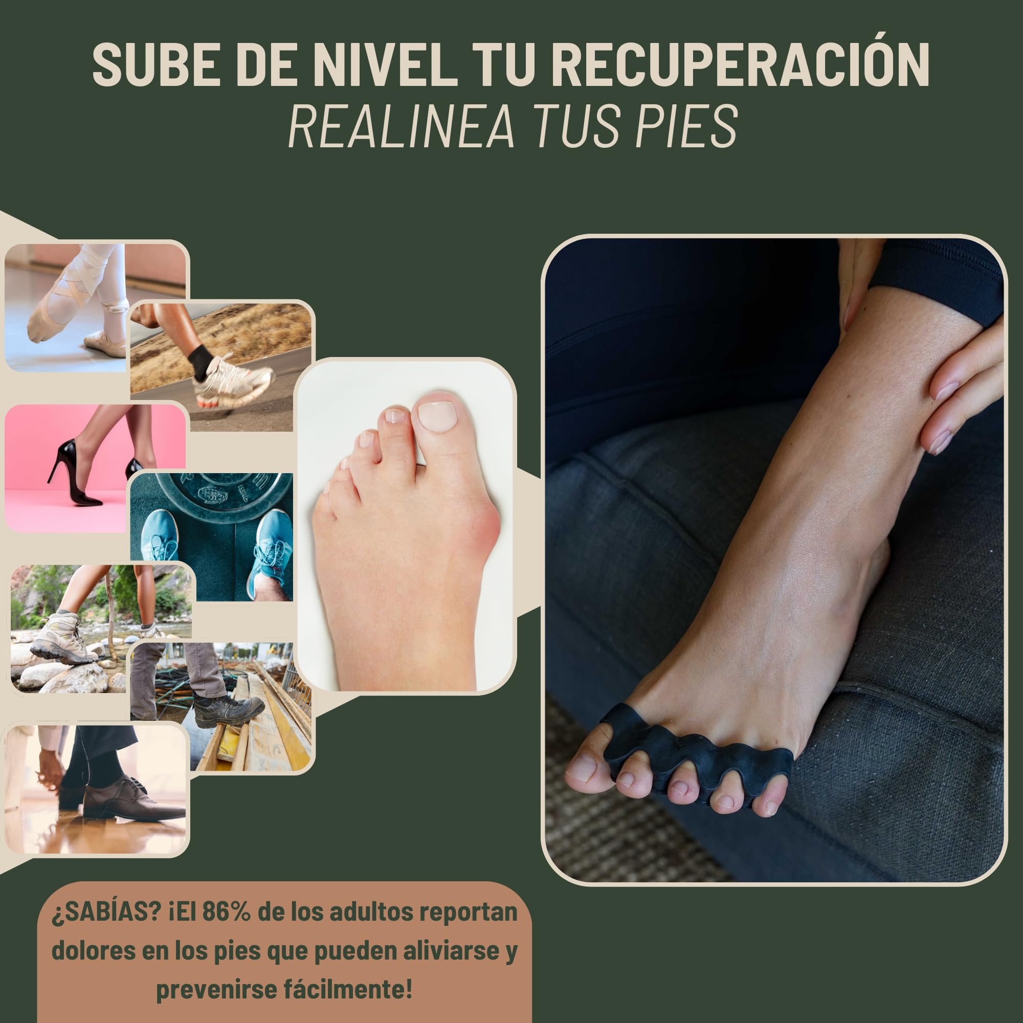 Separador Dedos Pie Silicona 1 Par Corrector Dedos Superpuestos Juanete