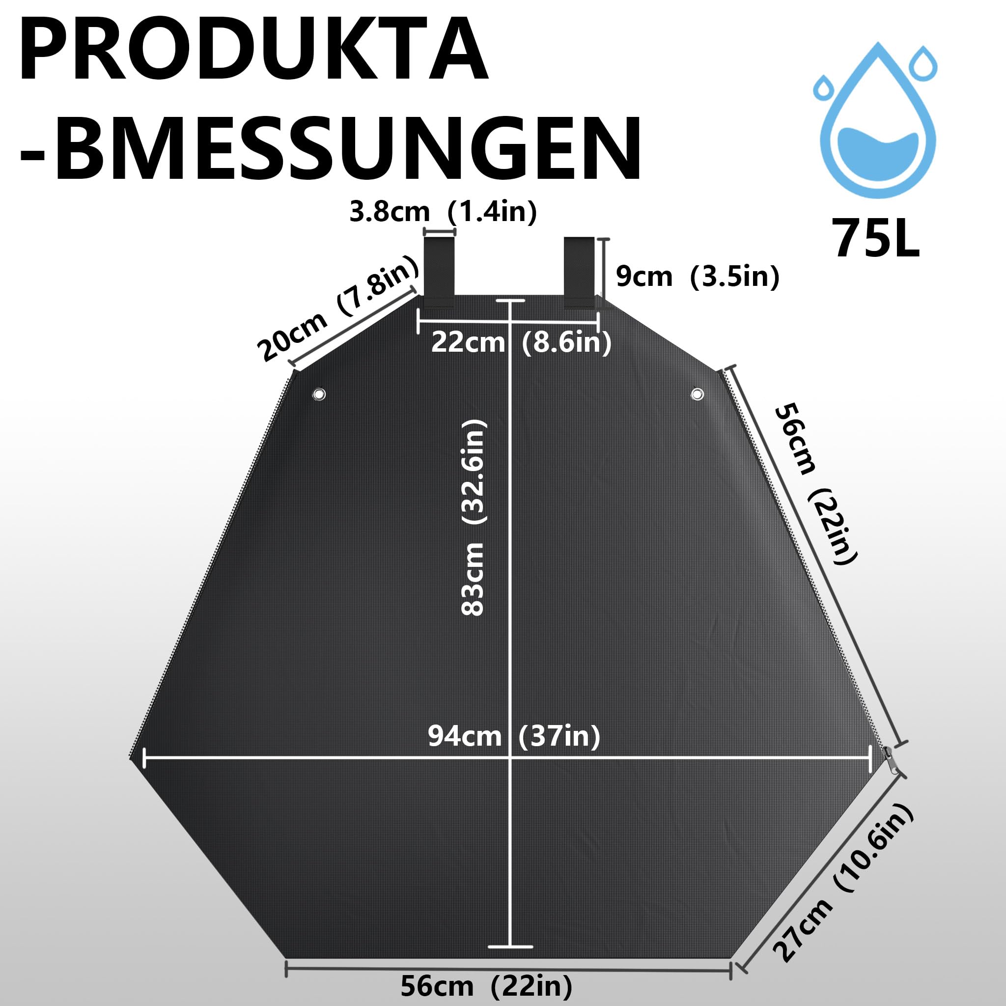 XMTECH Worek do nawadniania drzew, 75 l, czarny, odporny na promieniowanie UV, worek do nawadniania drzew i krzewów, nawadnianie kroplowe 6-8 godzin, automatyczne nawadnianie korzeni, ogród i zieleń