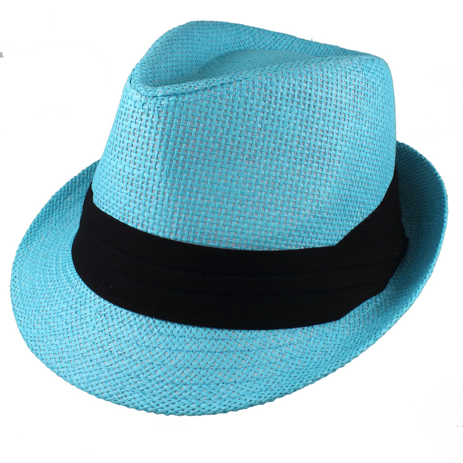 Gelante Summer Fedora Panama Straw Hats with Black Band