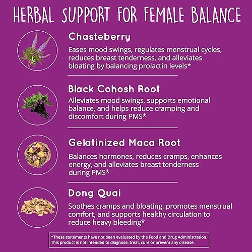 Miniatura 4 de Go with The Flow - Balance hormonal para mujeres (paquete de 3)  Suplemento de apoyo para el síndrome premenstrual para mujeres  Alivio hormonal y