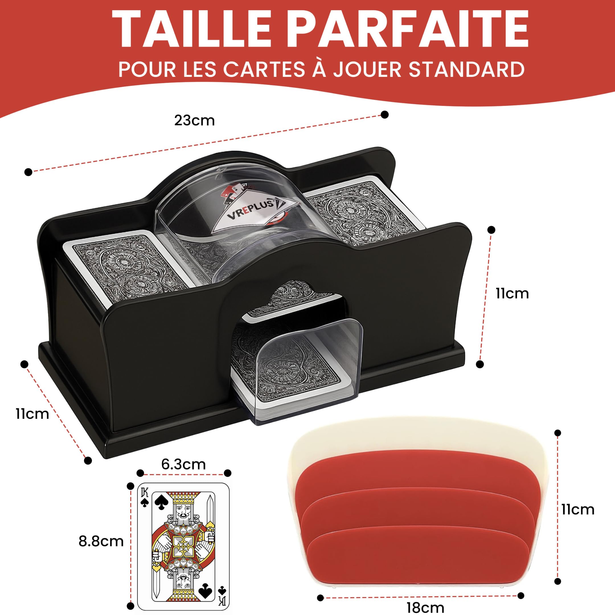 Mélangeur de Cartes Manuel à Manivelle 2 Jeux+ 4 Supports,2 Plateaux – Mélange Rapide et Facile – Pack Poker, Blackjack, Jeux de Société, Soirées et Famille