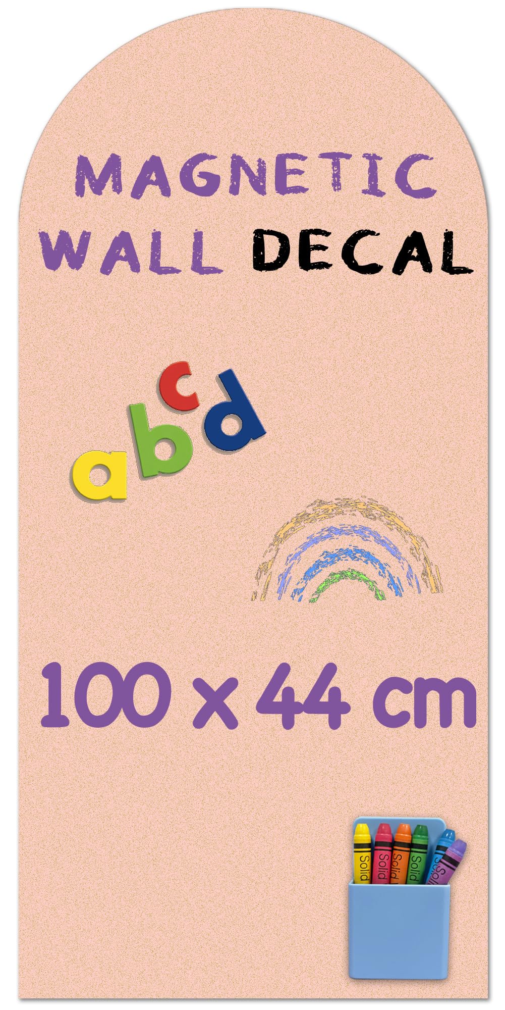 HeatPomelo Magnetic Wall Sticker - 100 x 44 cm Arch & Matte Blackboard Surface - Magnetic Chalkboard Sticker for Home Classroom & Creative Spaces (Camel Blush)