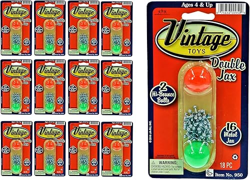 JA-RU Juego de Jacks de metal con 2 bolas inflables (paquete de 12) - Juego clásico de Jackstones para niños, juguetes retro de los años 90,