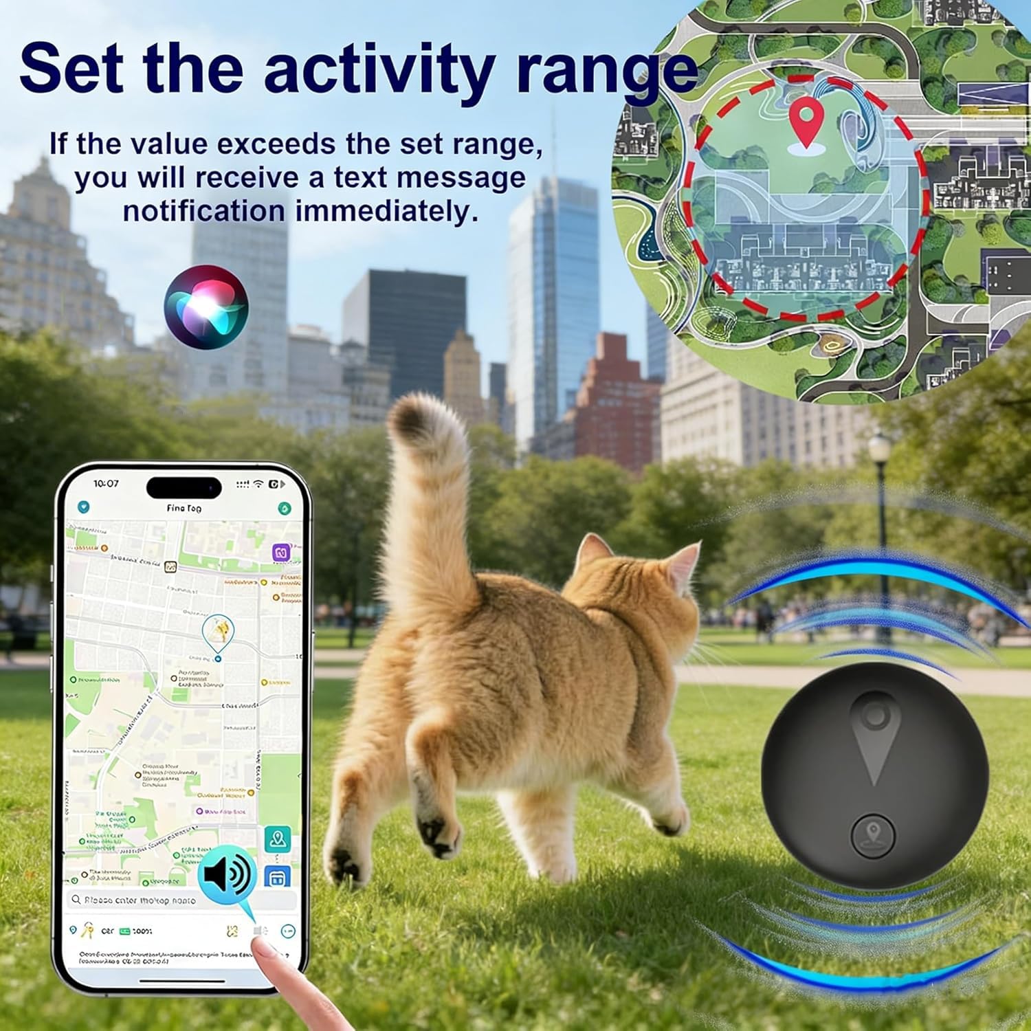GPS Tracker for Dogs, Smart Collar with Real-Time Location - Pet Location Tracker with Holder, No Monthly Fee/No SIM Card, Works with iOS Find My, Ultra-Slim, IP68 Waterproof, Reliable Performance - 3