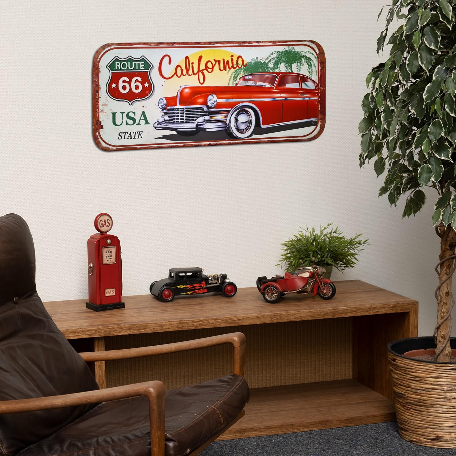 Moritz Cartel de chapa XXL Route66 Carlifornia USA 100 x 46,5 cm, retro, nostálgico, metal, decoración