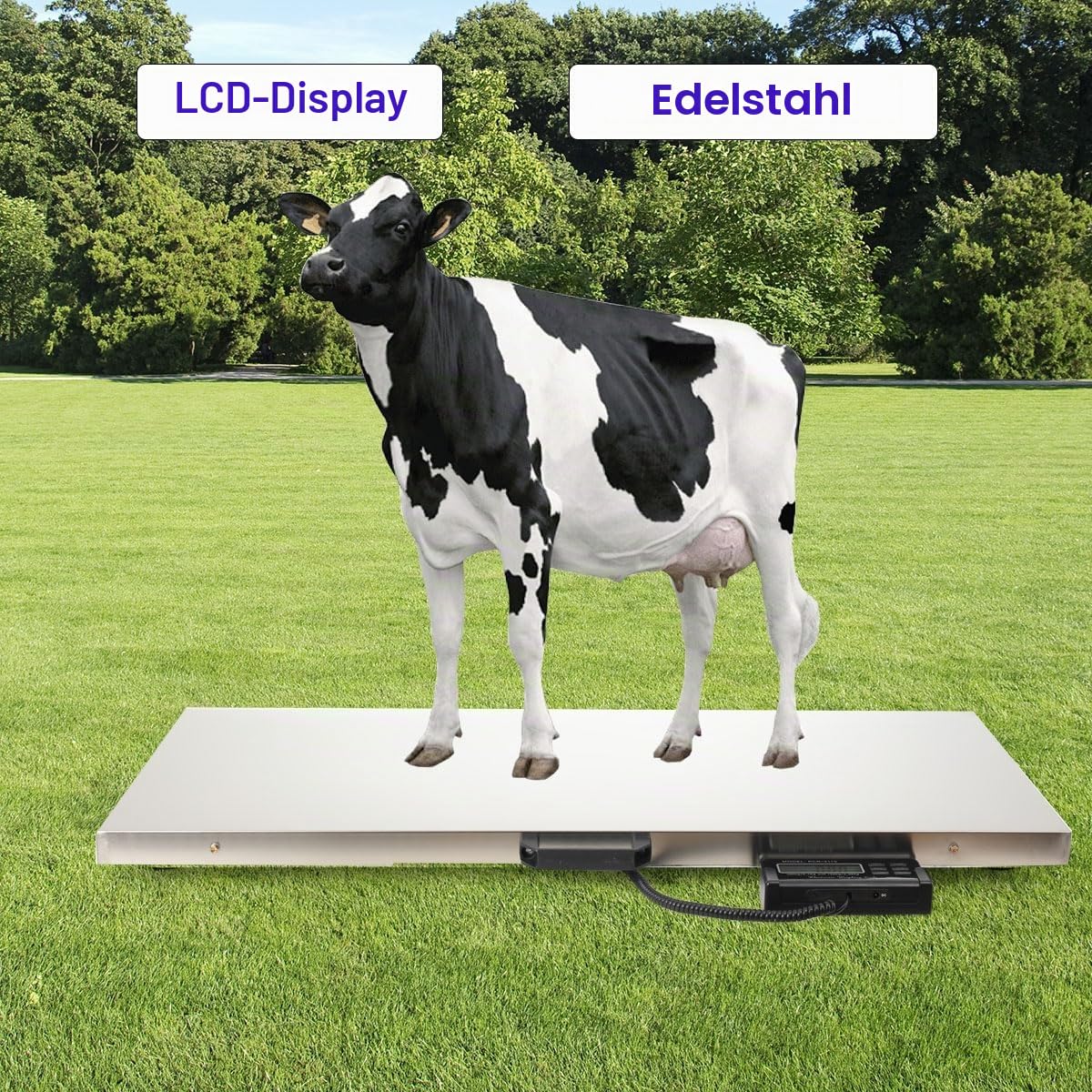 300kg/660lbs Digitalwaage Paketwaage Veterinärwaage Große Tierwaage, Externes LCD Plattformwaage mit 201 Edelstahlplattform