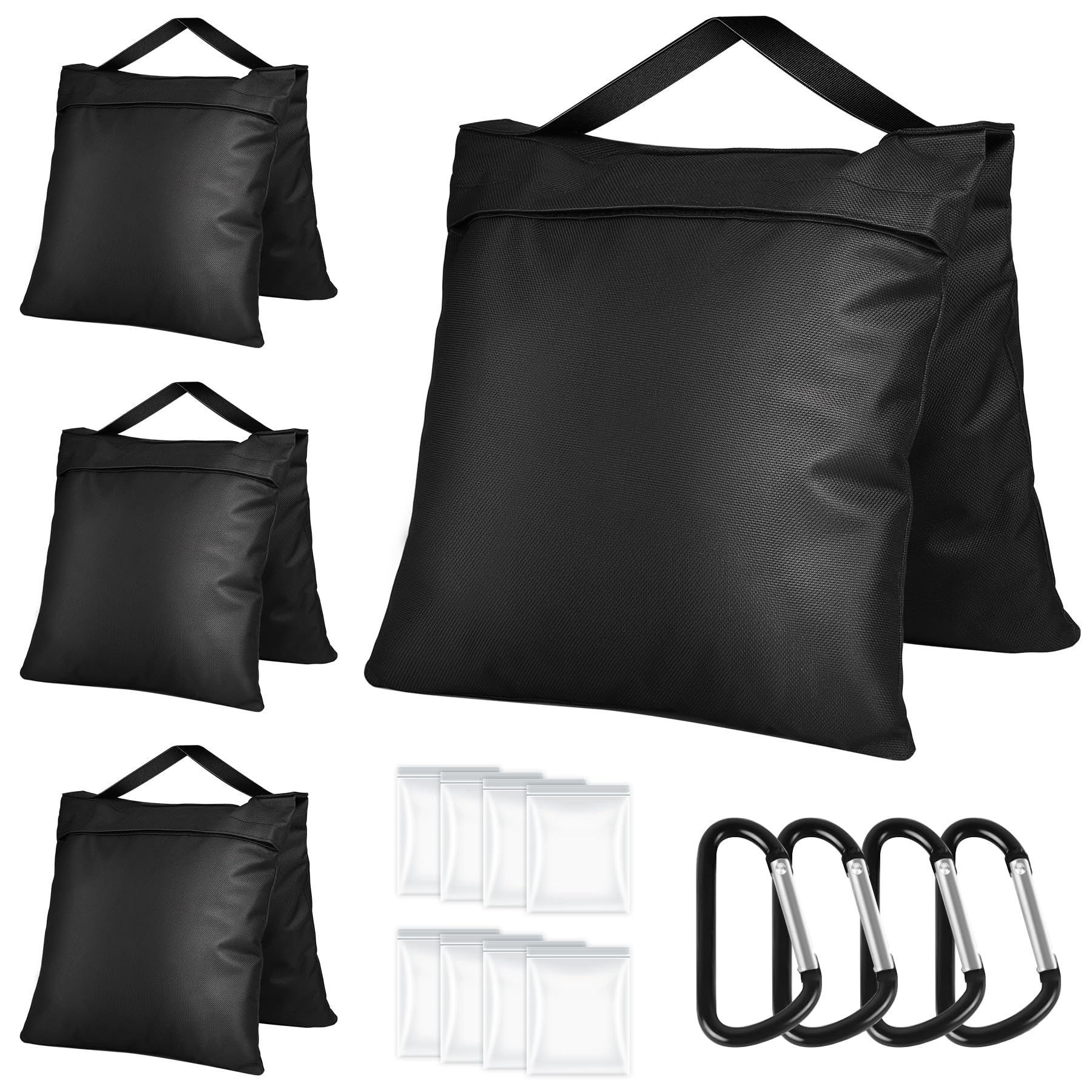 Victiv 4 Pack di Sacchi di Sabbia per Studio Fotografico, Pesi per Gazebo Sacchi di Sabbia Resistenti, Tessuto Oxford Sacchi di Peso per Treppiedi, Cavalletti, Carico Massimo 11.8kg - Nero