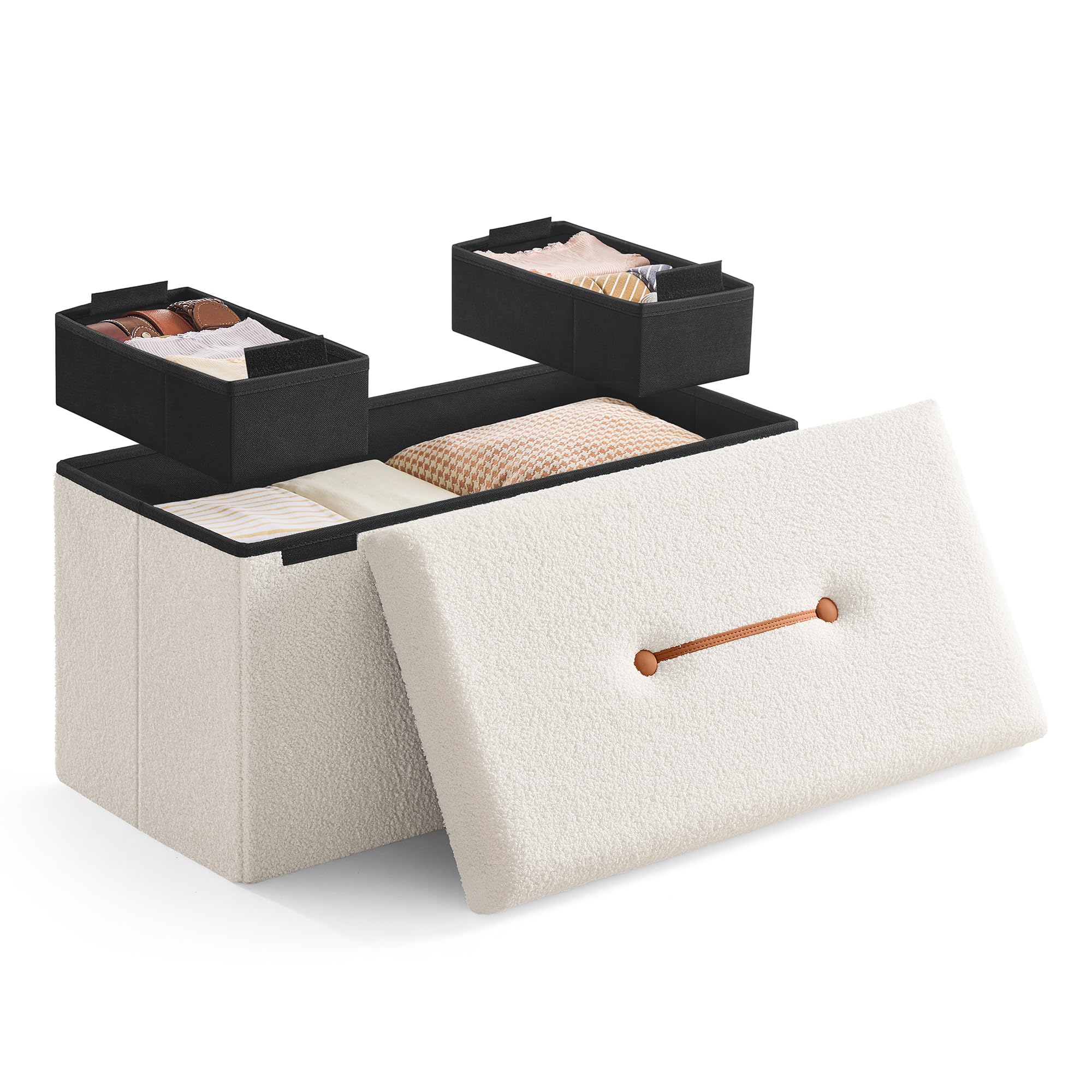 SONGMICS Storage Ottoman Bench, Storage Chest, 15 x 30 x 15 Inches, Foot Rest Stool, End of Bed Bench, Load up to 660 lb, for Living Room, Bedroom,