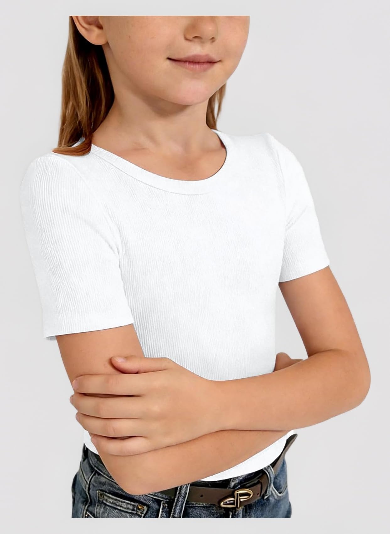 Crop Top T Shirts Kids Girls Short Sleeve Summer TTrendy Crewneck T-Shirts for Teenage Girls Cute School Casual Jogging Athletic Blouse Tops