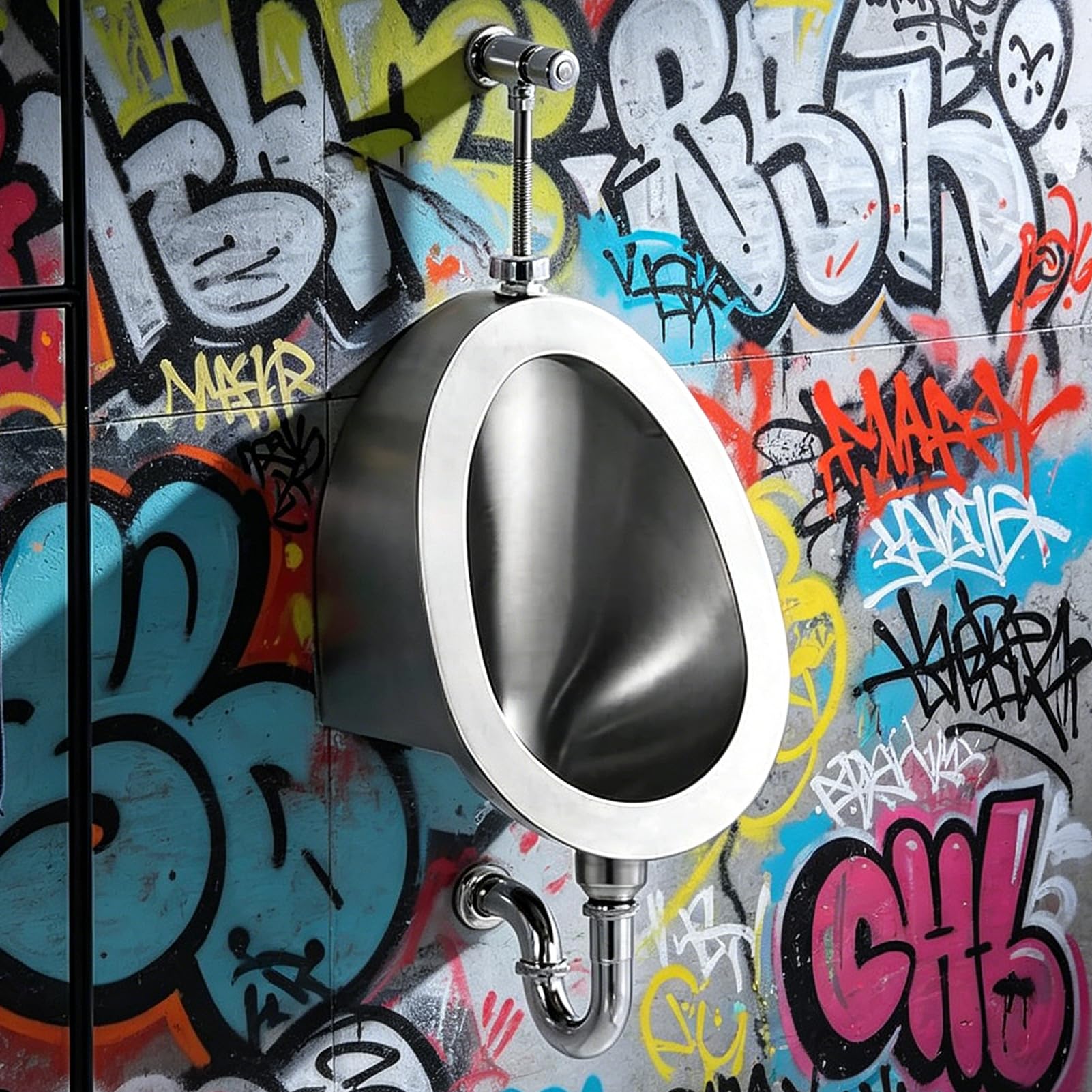 LYJIANGXIN Wall-Mounted 304 Stainless Steel Urinal For Man, Intelligent Flushing Urinals For Men'S Adult, Household/Commercial Sensor Flushing Male Flushing Toilet, For Garage Ktv Prison Bar Hotel