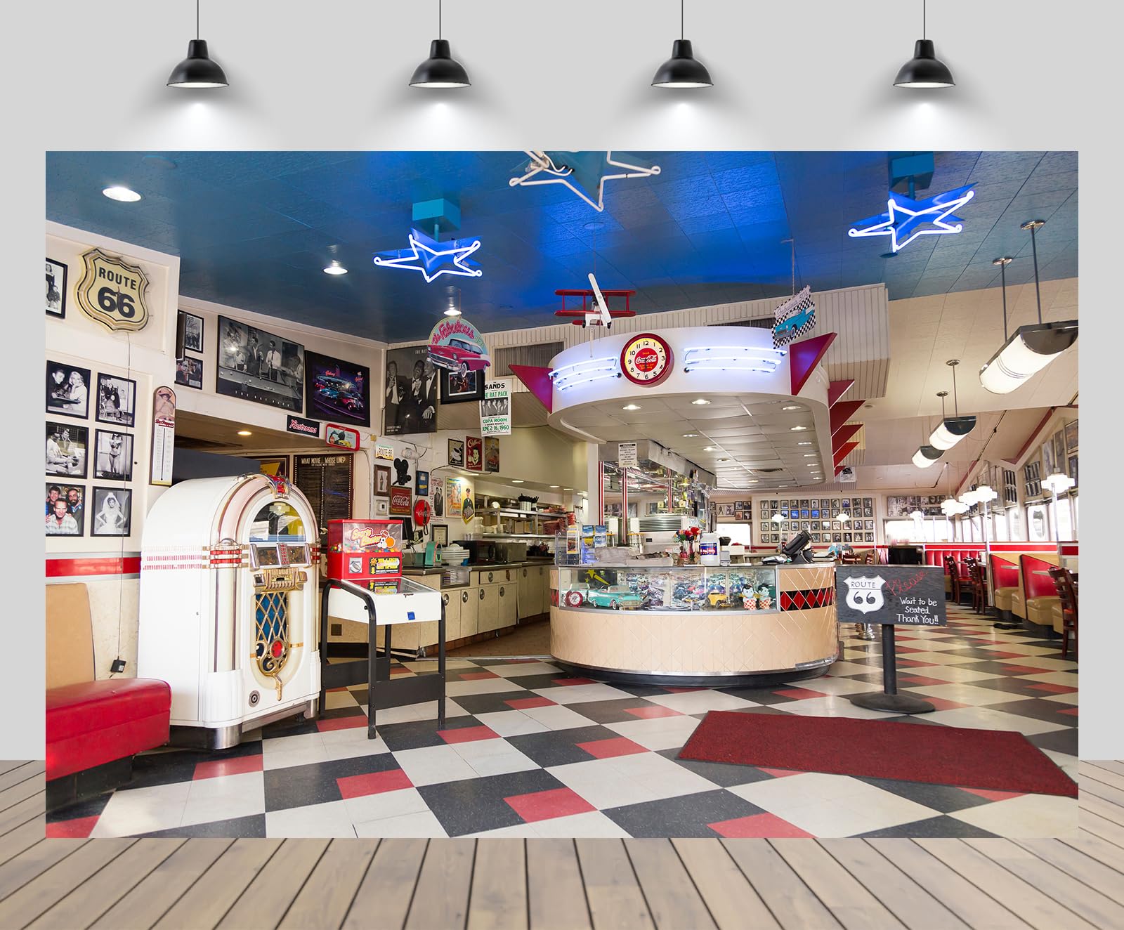 Amazon.com : CHNYWORK 8x6ft Route 66 Diner Backdrop USA Flagstaff