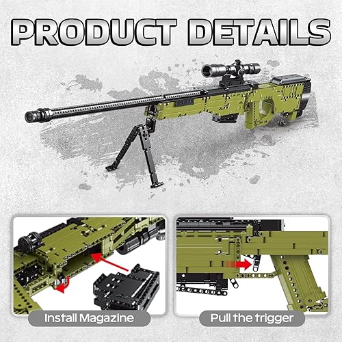 Miniatura 3 de 11 AWM Building Bricks Gun Collection Toy  1628 PCS Modelo Pistola Bloque de Construcción Juego de Francotirador Disparable  Arma de Simulación