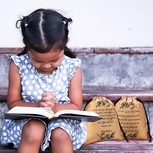 Miniatura 5 de Paterr 24 bolsas de regalo cristiano con cordón, versículos de la Biblia, diarios de oración, regalos religiosos inspiradores de 6.9 x 10 pulgadas,
