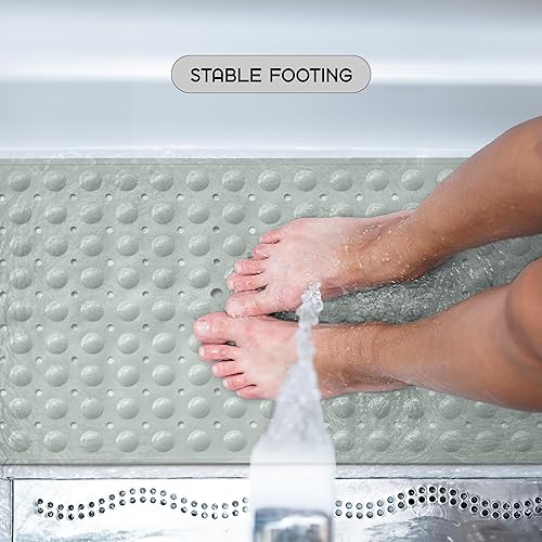 Miniatura 63 de LUX Décor - Tapete antideslizante para bañera, extra grande, 40 x 16 pulgadas, tapete de ducha de seguridad antideslizante con ventosas y agujeros