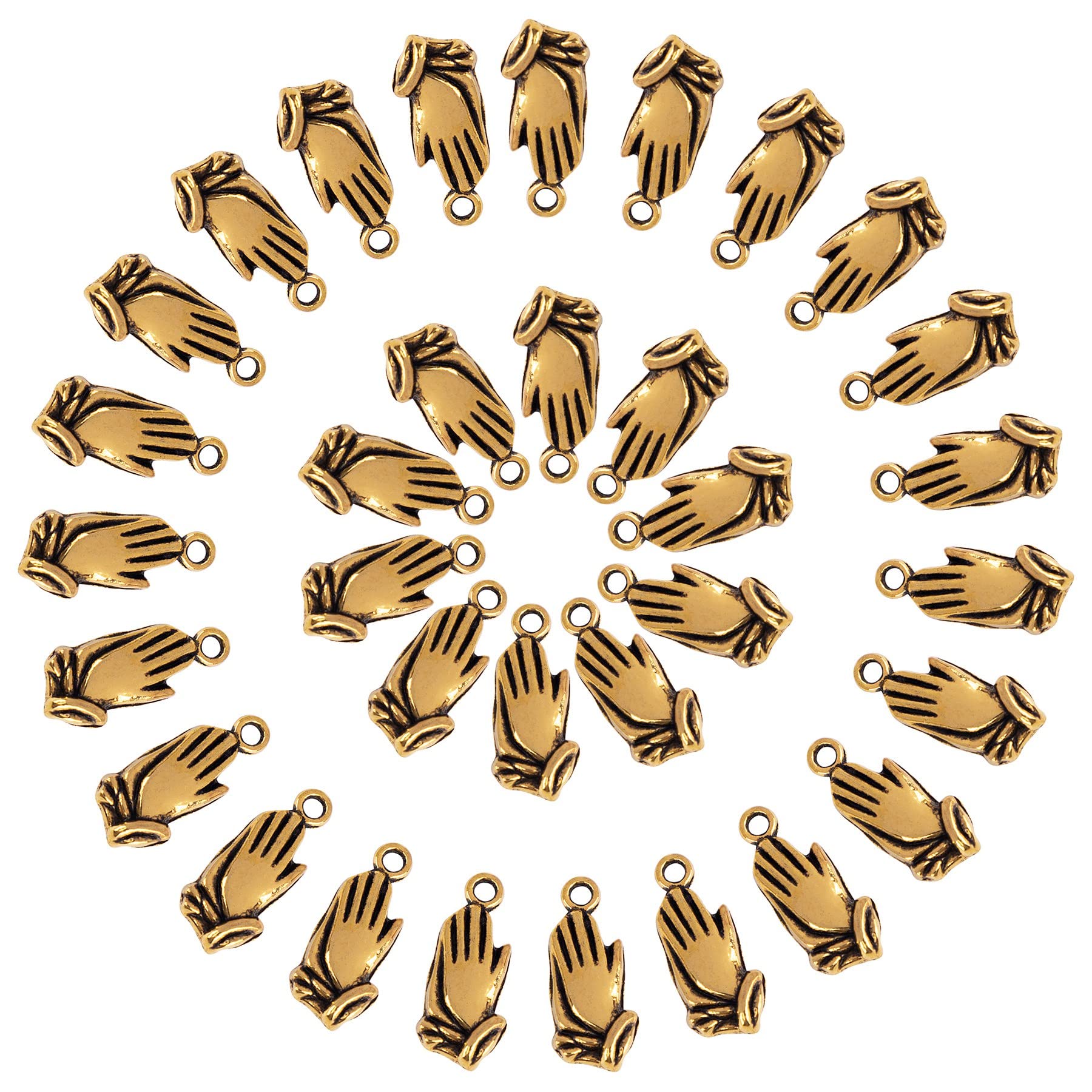 Framendino, 100 Pieces Gold Praying Hands Charms Prayer Charm for DIY Crafts Jewelry Making Supplies
