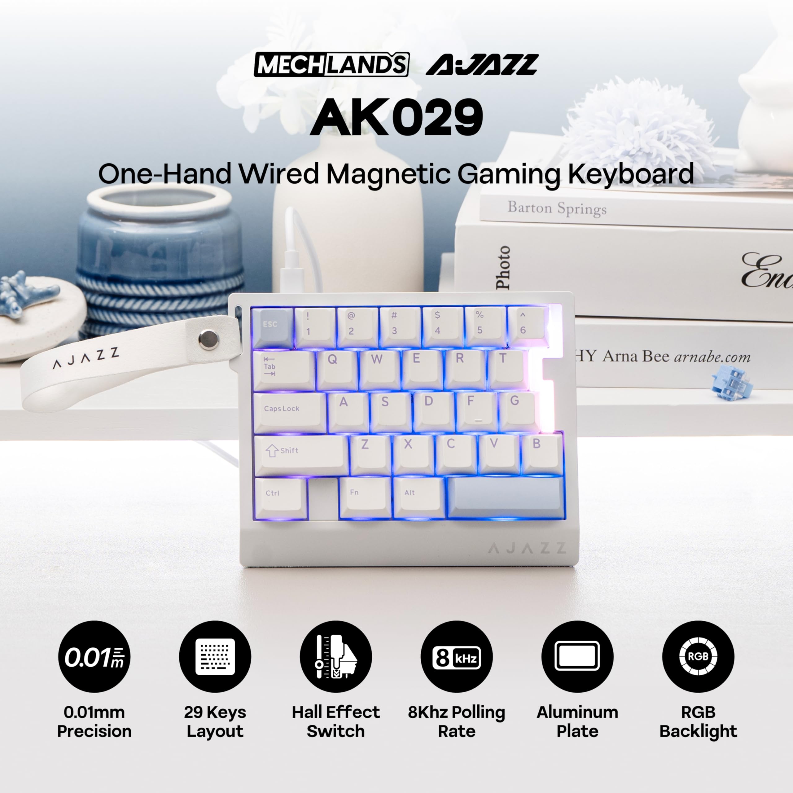 AJAZZ AK029 片手ゲーミングキーボード メ （透明ホワイト） 0205 AJAZZ AK029 片手ゲーミングキーボード メ （透明ホワイト） 0205