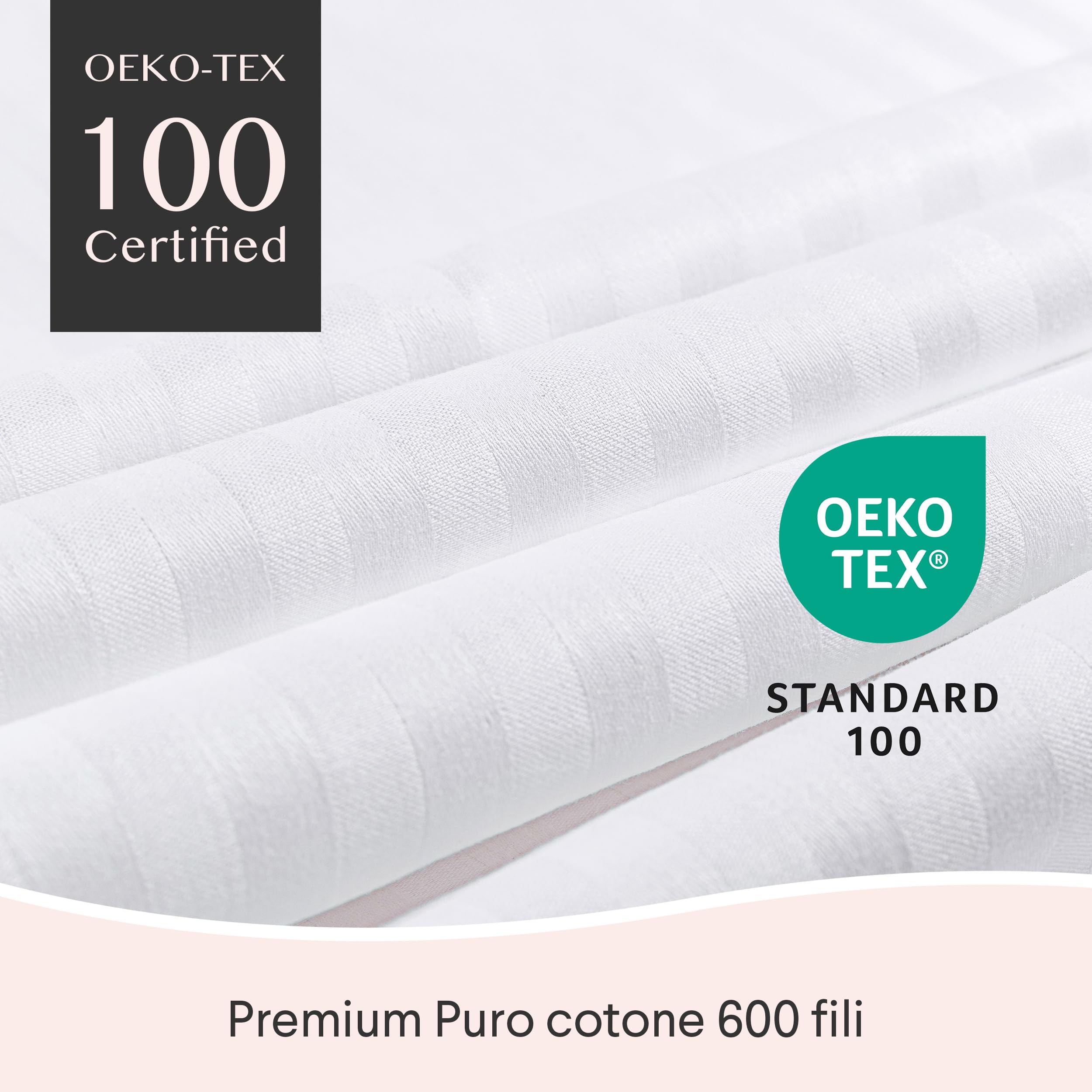 FAUNNA Federe cuscino letto cotone 50x80 cm, confezione da 2 — 100% cotone, traspiranti e silenziose, con cerniera nascosta, certificazione OEKO-TEX