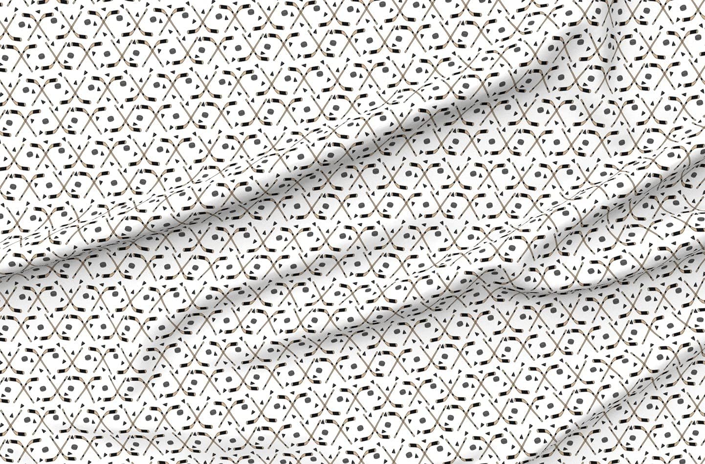 Spoonflower Fabric - Hockey Sports Sport Ice Kids White Sticks Triangles Printed on Organic Cotton Sateen Fabric by The Yard - Sewing Quilting Apparel Home Decor