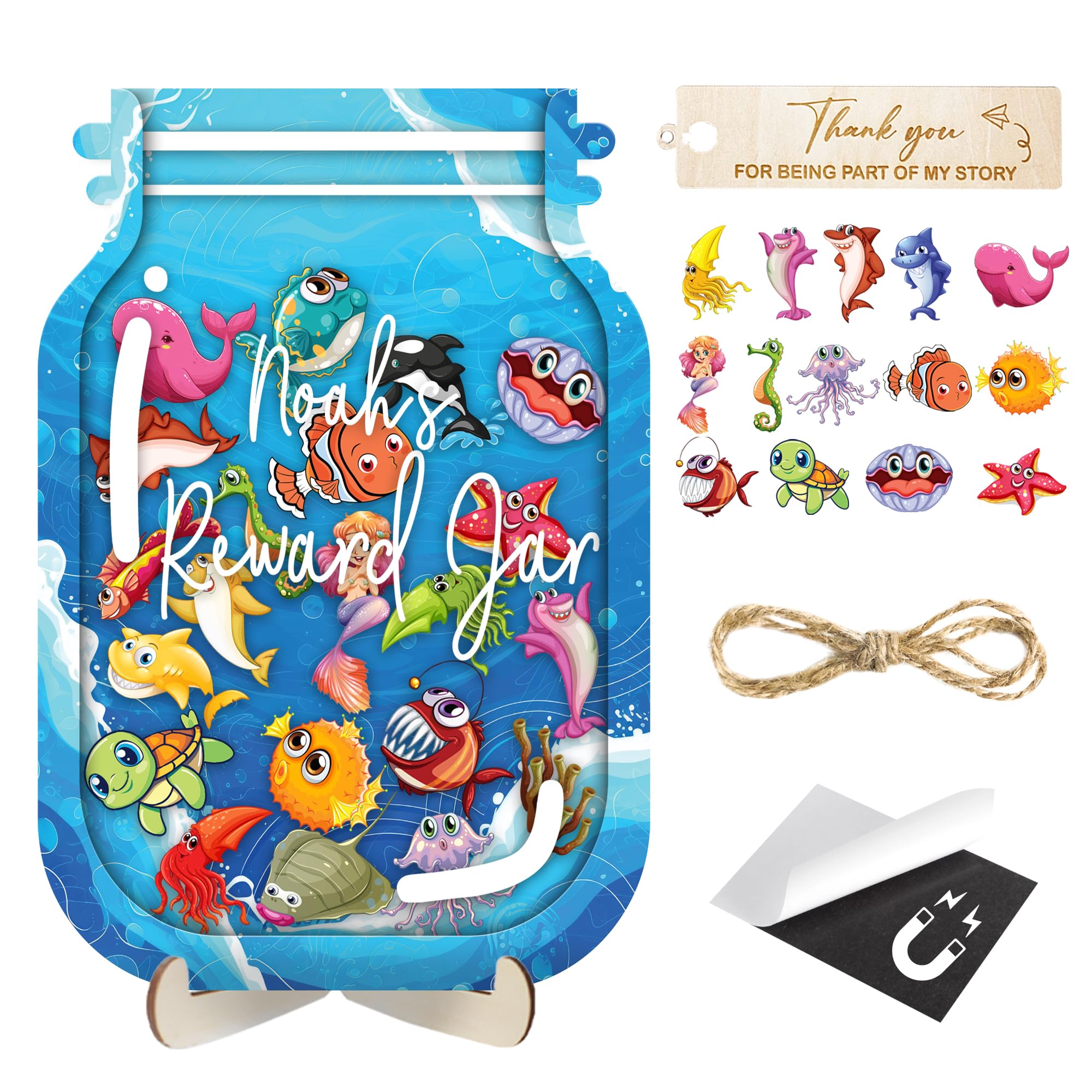 Ocean Magnetic Reward Jar for Classroom Kids Student Token Potty Training Chore Chart Toddler Boys Girls Good Behavior Management Tools Teacher Back to School Gifts Décor