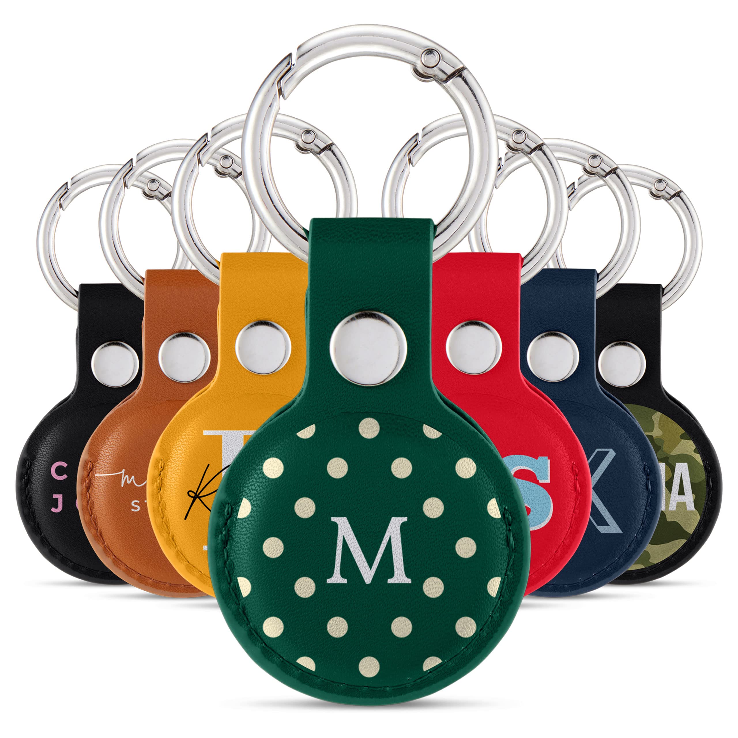 Tirita Personalised Case Keyring Holder Compatible with Apple AirTag 1 & 2 - Leather Case with Key Ring for Apple Air Tag [01- Name Handwritten on Black] — view 9