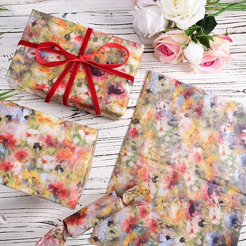 Miniatura 3 de 30 hojas de papel de seda para envolver flores, 19.69 x 13.78 pulgadas, papel de seda de embalaje vintage, paquete de regalo vintage, patrón floral