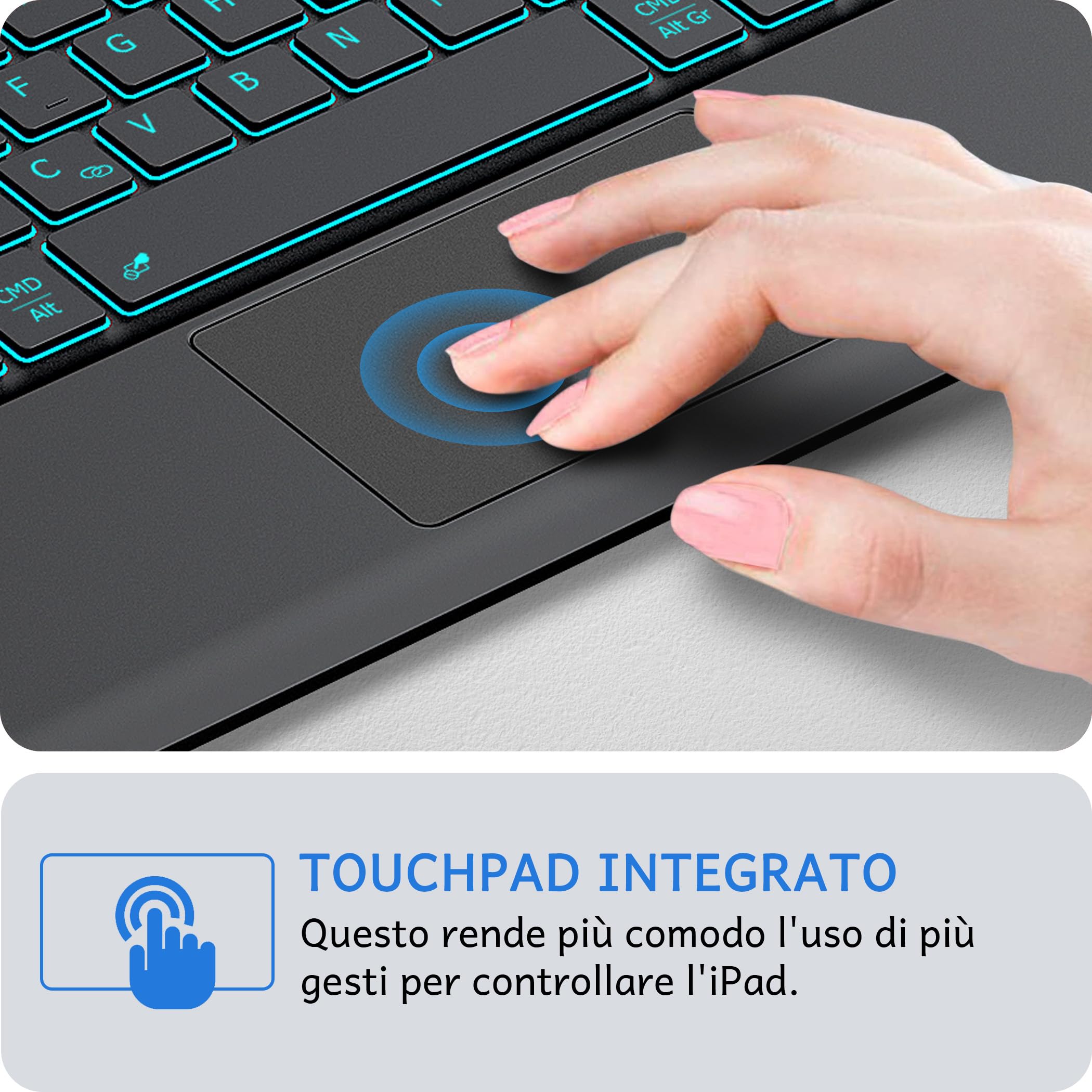 Earto Clavier Rétroéclairé IPad Pro 13 2024 M4 Avec Trackpad - AZERTY Sans Fil Détachable