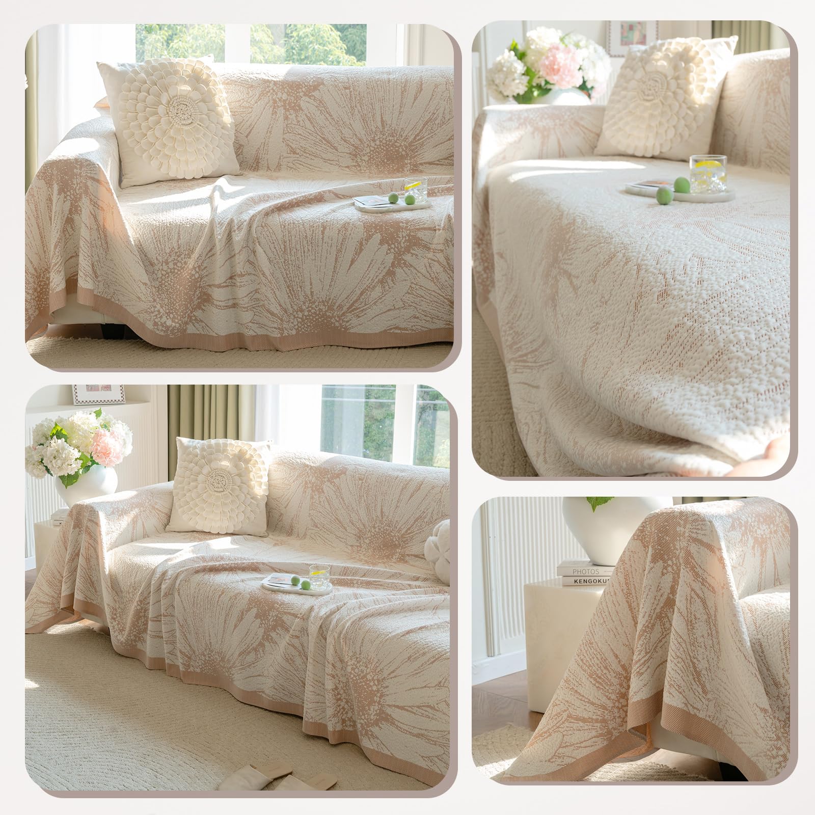 Manta Sofa Verano, Altamente Transpirable y Reversible, Refrescante Ideal para el Verano, Plaid Sofa, Resistente a Arañazos de Gatos, Multitalla para Sofá, Cama 180 * 130cm-Marrón