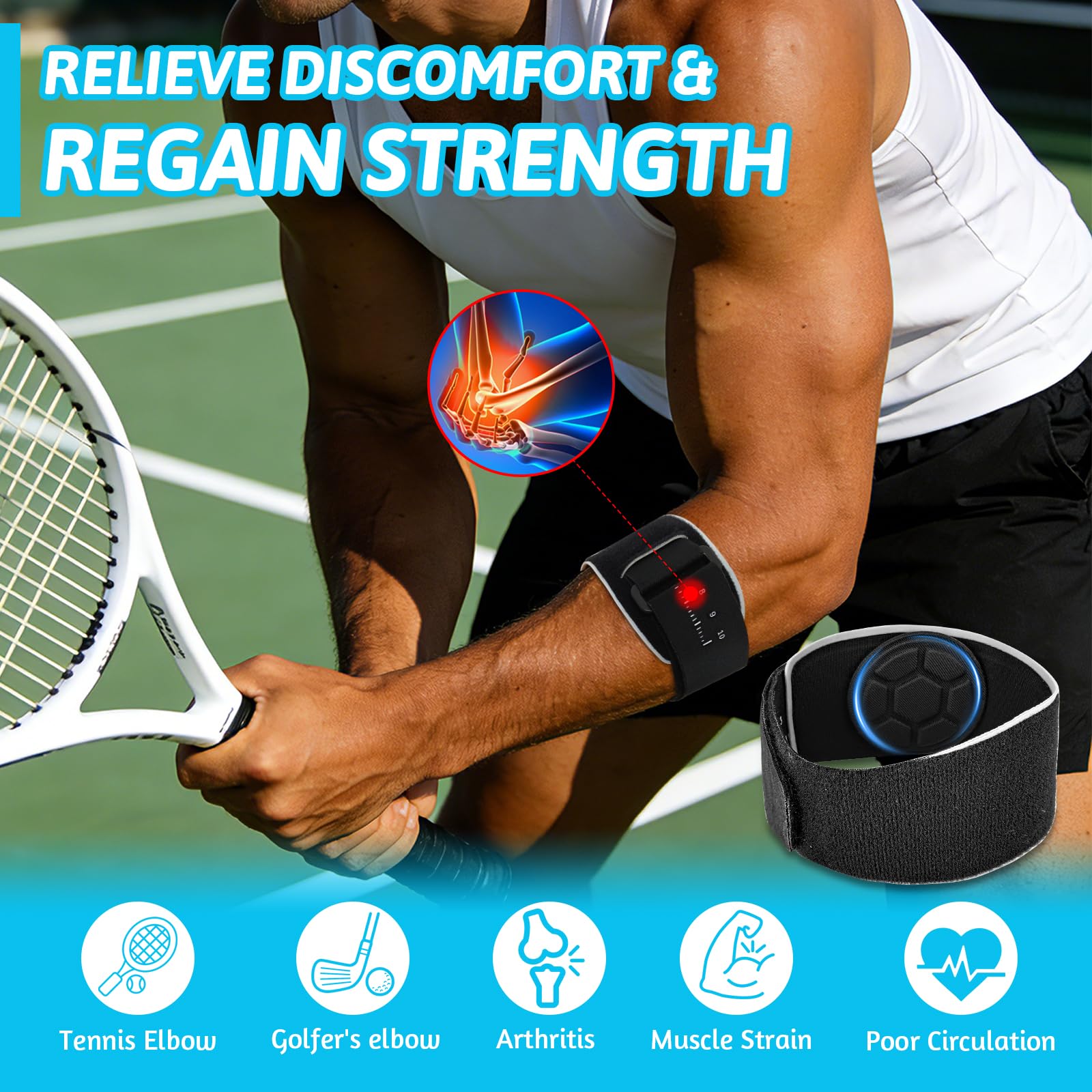 TOGETDREAM Coude Tendinite, Réglables Coudières Épicondylite avec Coussin de Compression Coudières Réglables et Antidérapantes pour Joueurs de Tennis Golfeur Gym Femme Homme