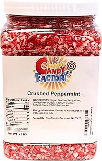Crushed Peppermint Candy Pieces, Red & White, Mint Flavored Bits for Bak...