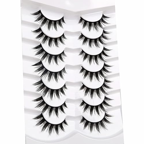 Miniatura 165 de Pooplunch Pestañas postizas de pelo de visón sintético, estilo de ojo de gato, paquete de pestañas postizas naturales esponjosas, paquete múltiple