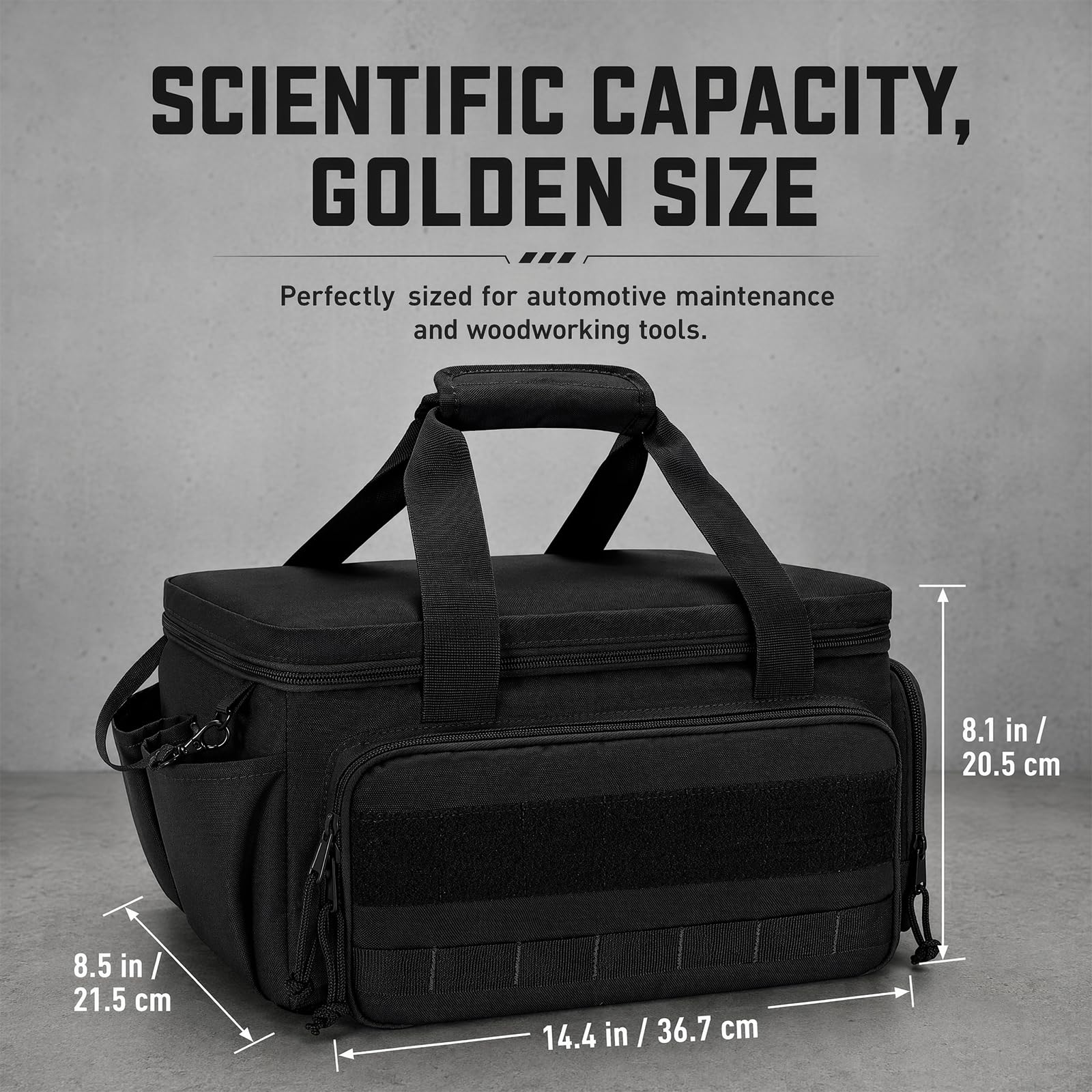 Bolsa de herramientas pequeña de 14 pulgadas, con base acolchada antideslizante y gruesa, bolsa ligera para artesanos, bolsa de herramientas multifuncional, pequeña para electricistas, carpinteros